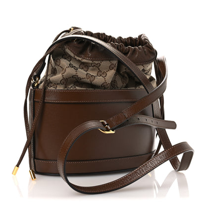 Gucci Monogram Textured Calfskin Horsebit 1955 Drawstring Bucket Bag Beige Brown Sugar 3 of 10