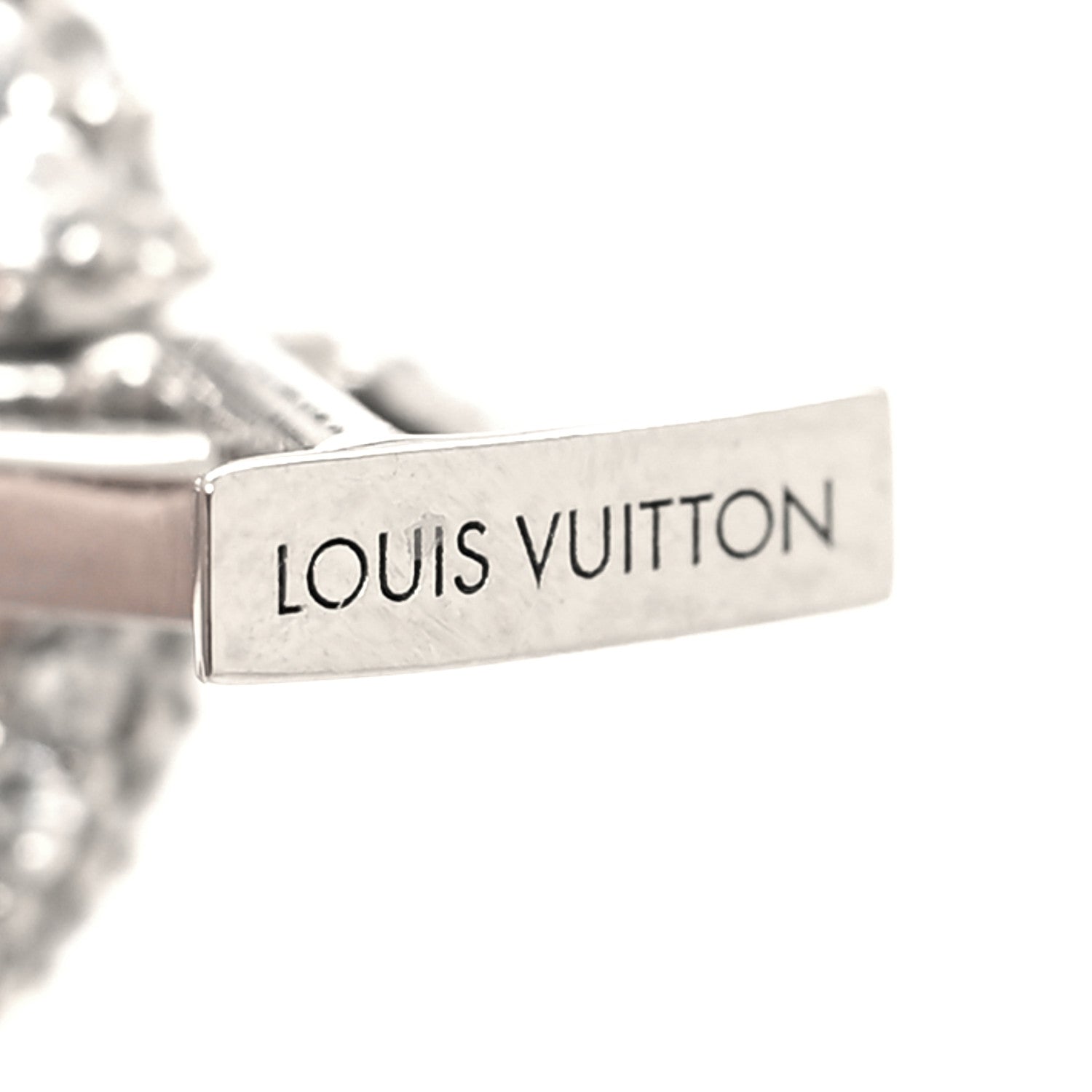 Louis Vuitton Metal Crystal LV Iconic Hoop Earrings Palladium 4 of 6
