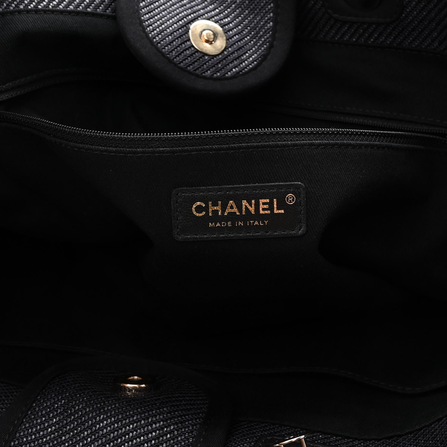 Chanel Mixed Fibers Calfskin Medium Deauville Tote Blue 5 of 9