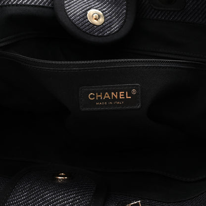 Chanel Mixed Fibers Calfskin Medium Deauville Tote Blue 5 of 9