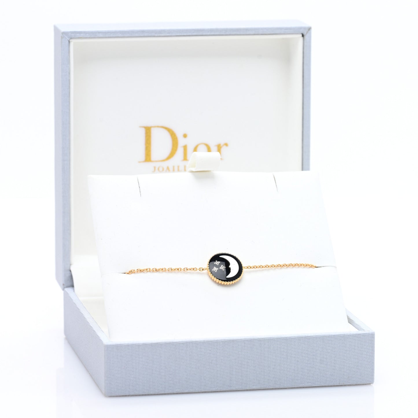 18K Yellow Gold Diamond Black Onyx Mother of Pearl Rose Celeste Bracelet