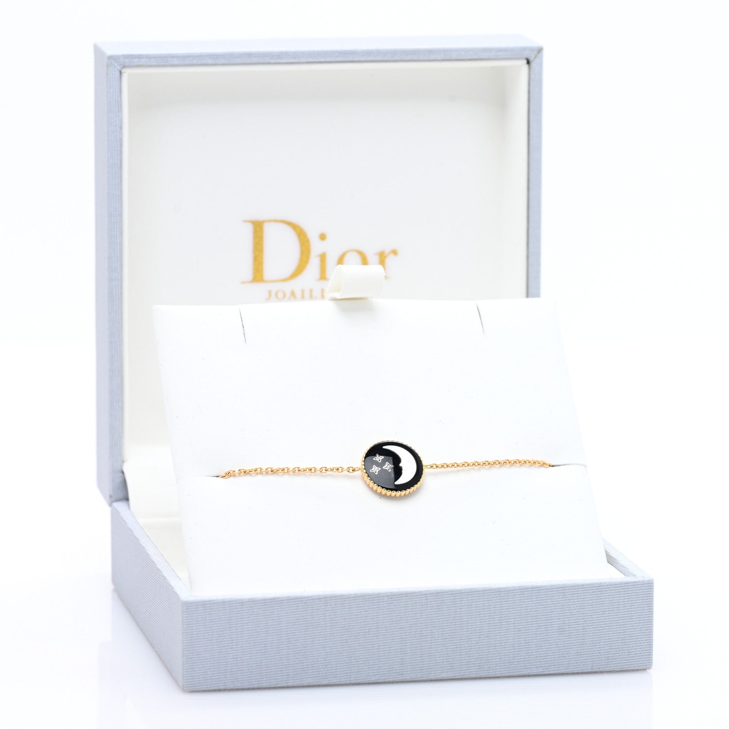 Christian Dior 18K Yellow Gold Diamond Black Onyx Mother of Pearl Rose Celeste Bracelet 5 of 5
