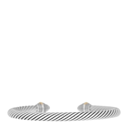 David Yurman Sterling Silver 14K Yellow Gold Diamond 5mm Cable Classics Bracelet 3 of 4