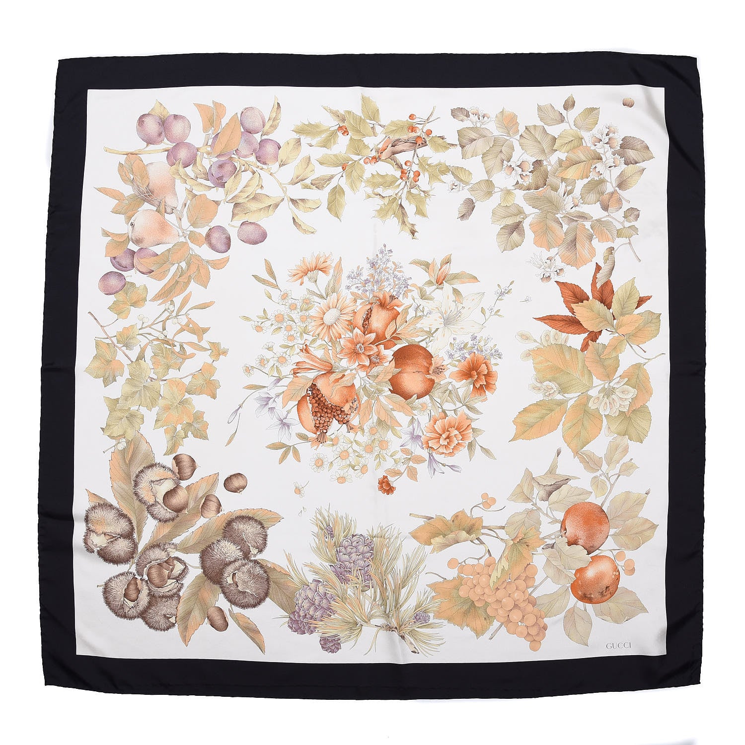 Gucci Silk Fruit Motif Square Scarf Multicolor 1 of 4