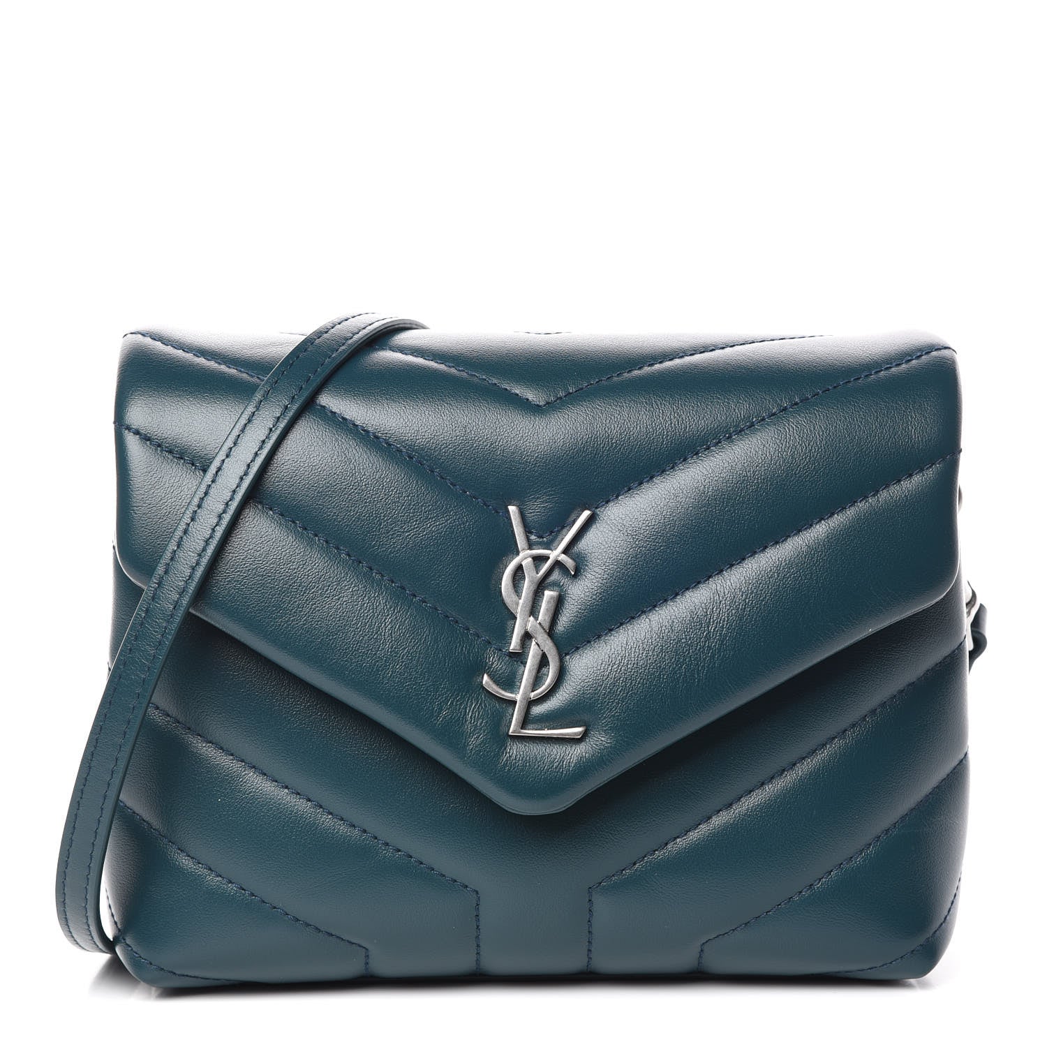 Saint Laurent Calfskin Y Quilted Monogram Toy Loulou Satchel Dark Turquoise 1 of 11