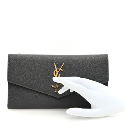 Saint Laurent Grain De Poudre Monogram Uptown Wallet Storm 2 of 6