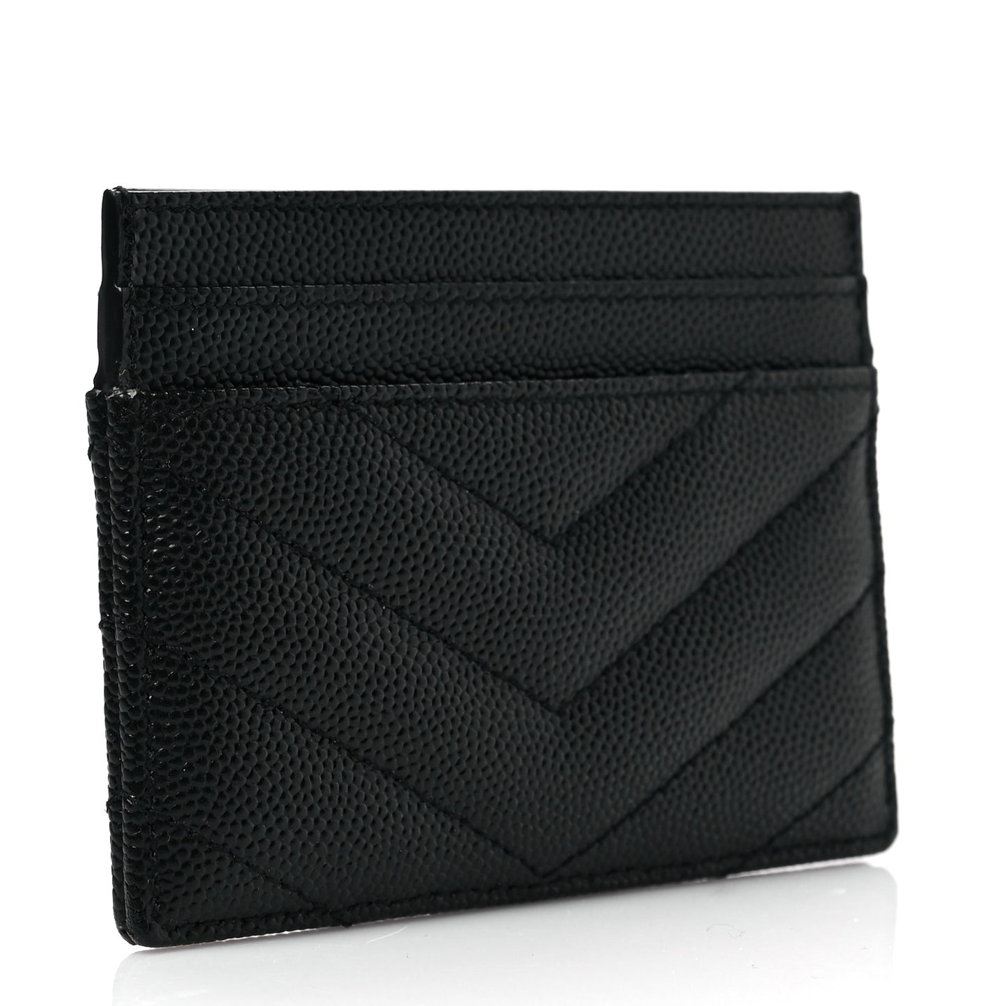 Grain De Poudre Matelasse Chevron Monochrome Monogram Credit Card Case Black