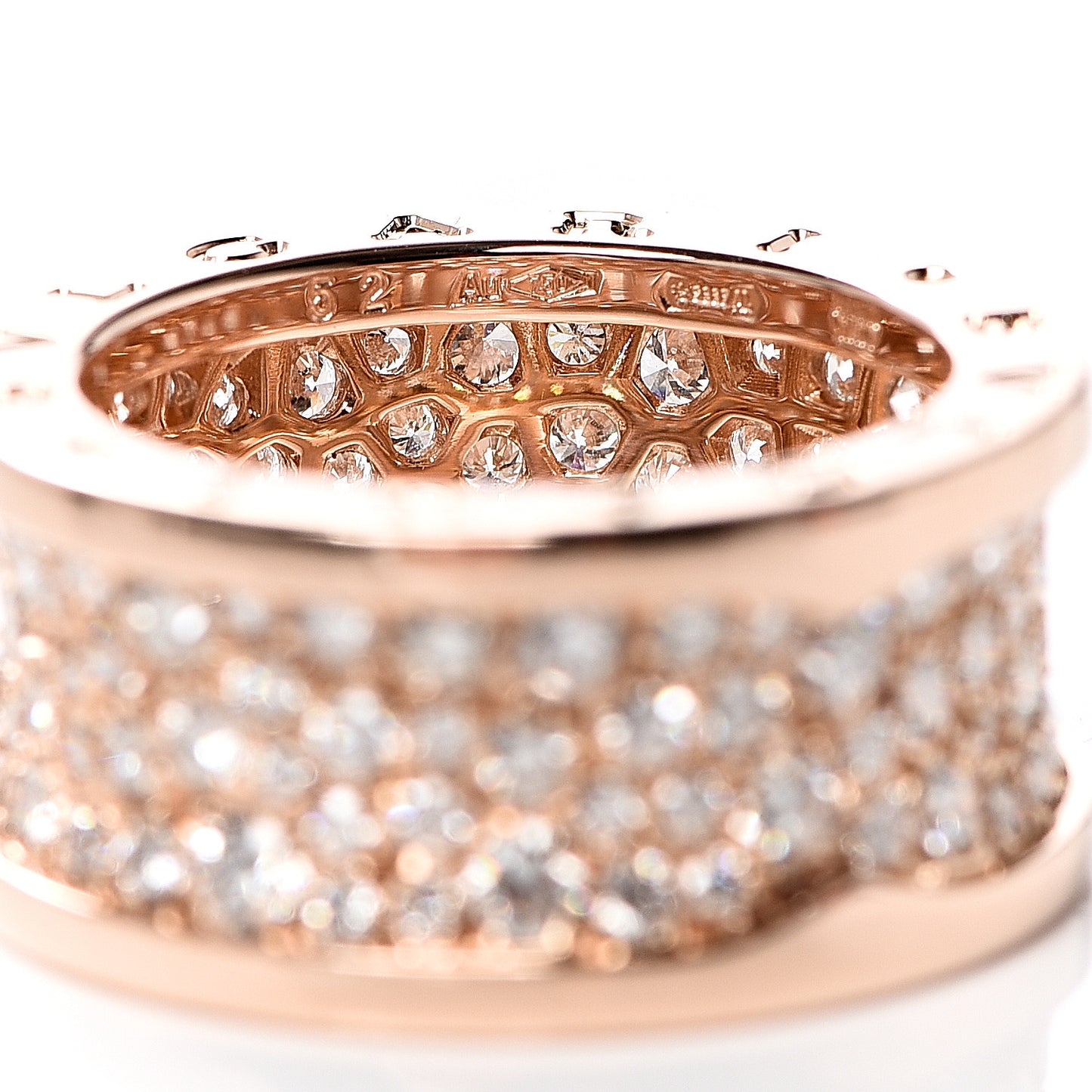 18K Rose Gold Diamond B.Zero1 Pave Ring 52 6