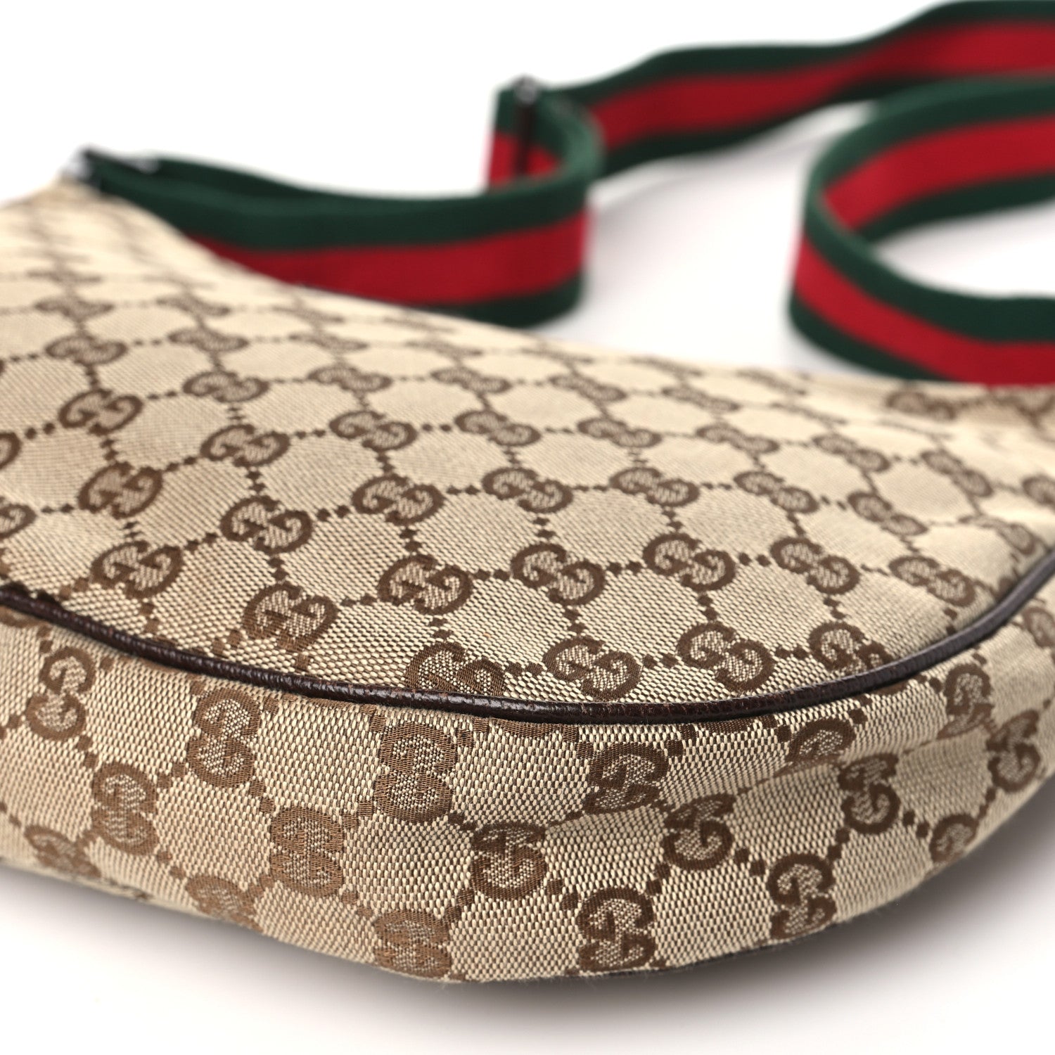 Gucci Monogram Web Medium Half Moon Hobo Dark Brown 10 of 11