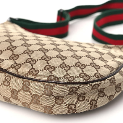 Gucci Monogram Web Medium Half Moon Hobo Dark Brown 10 of 11