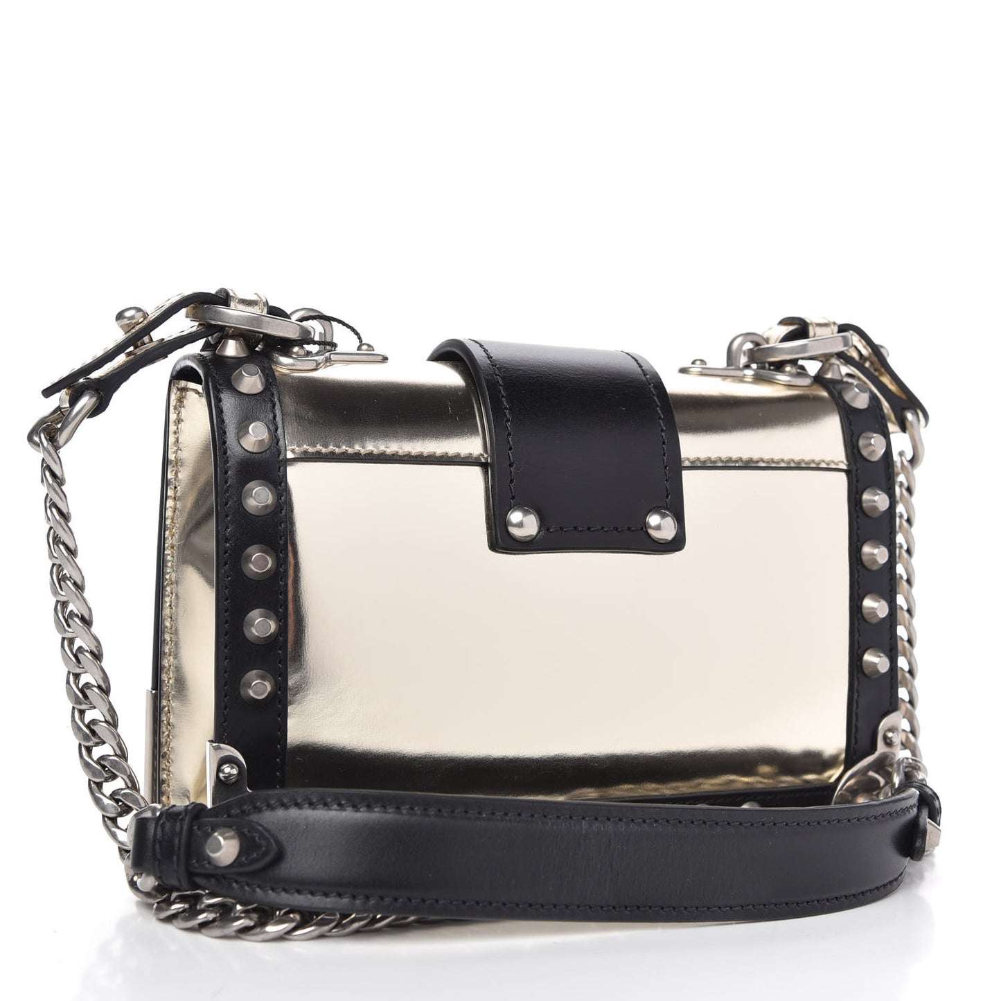 Metallic Vitello Studded Cahier Bag Pirite Black