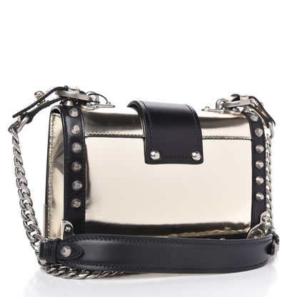 Prada Metallic Vitello Studded Cahier Bag Pirite Black 3 of 10