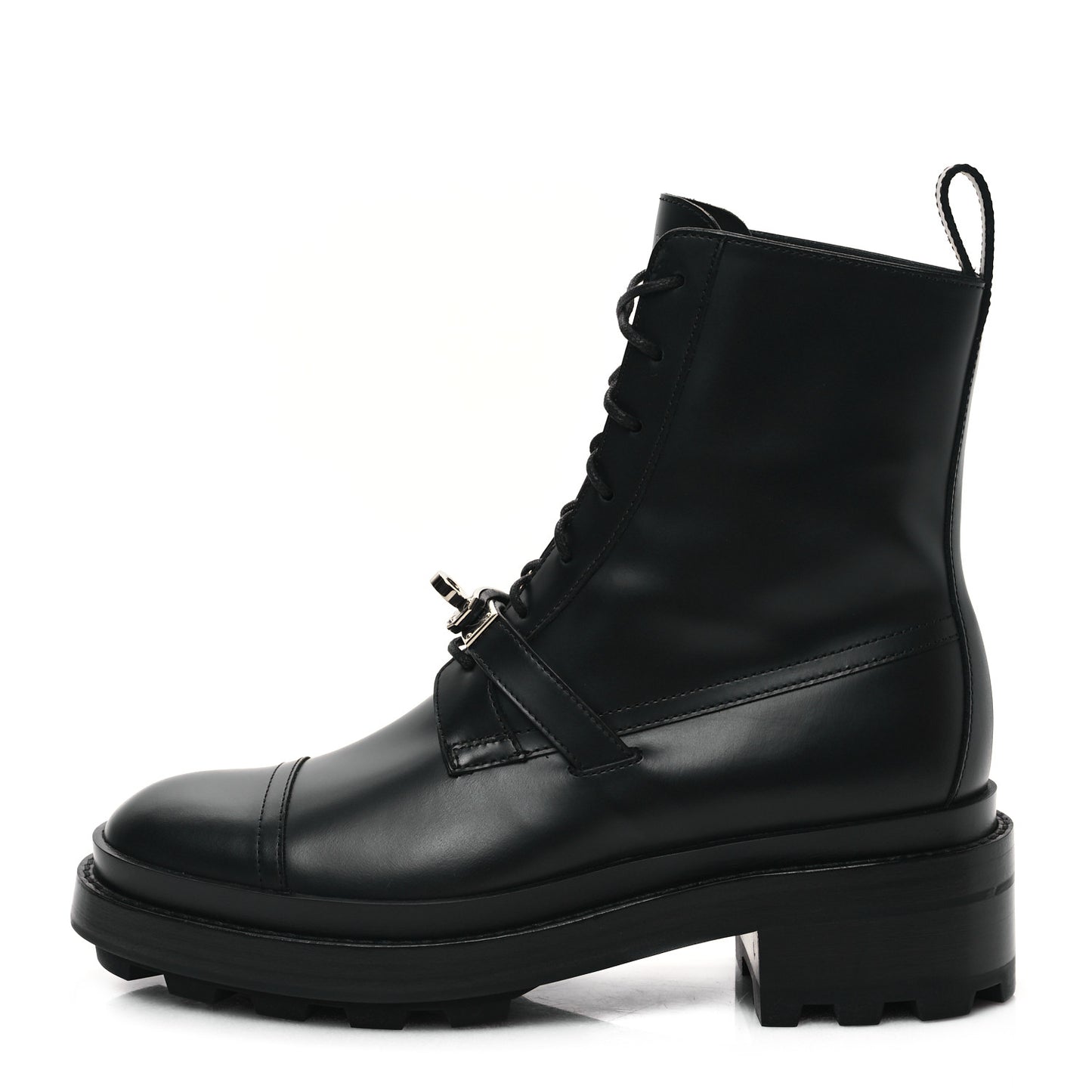 Glossed Calfskin Funk Ankle Boots 36 Black