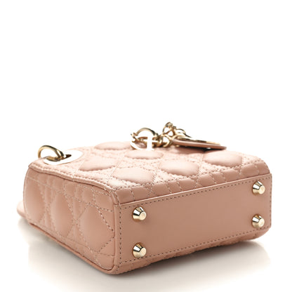 Christian Dior Lambskin Cannage Micro Lady Dior Rose Des Vents 4 of 10