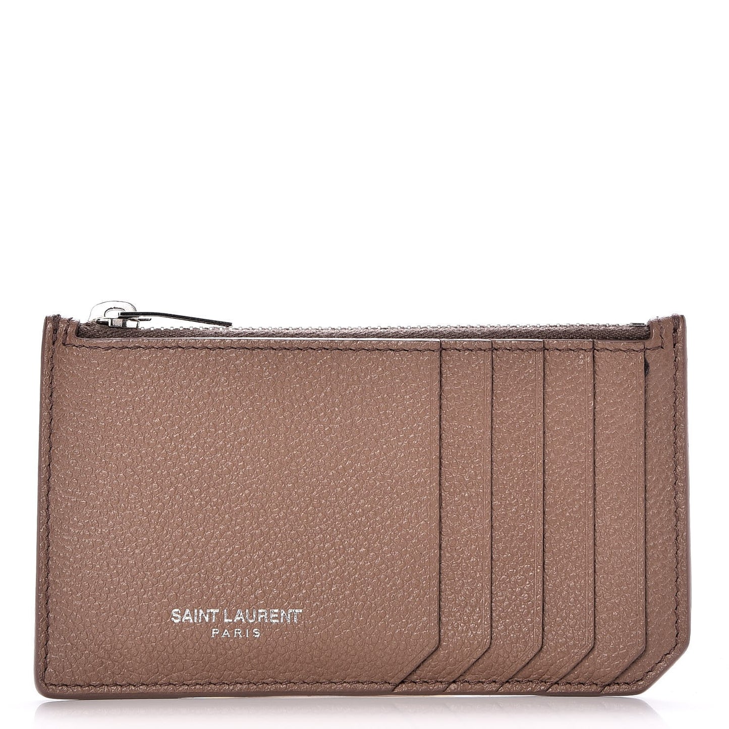 Grained Calfskin 5 Fragments Zip Pouch Card Holder Fard