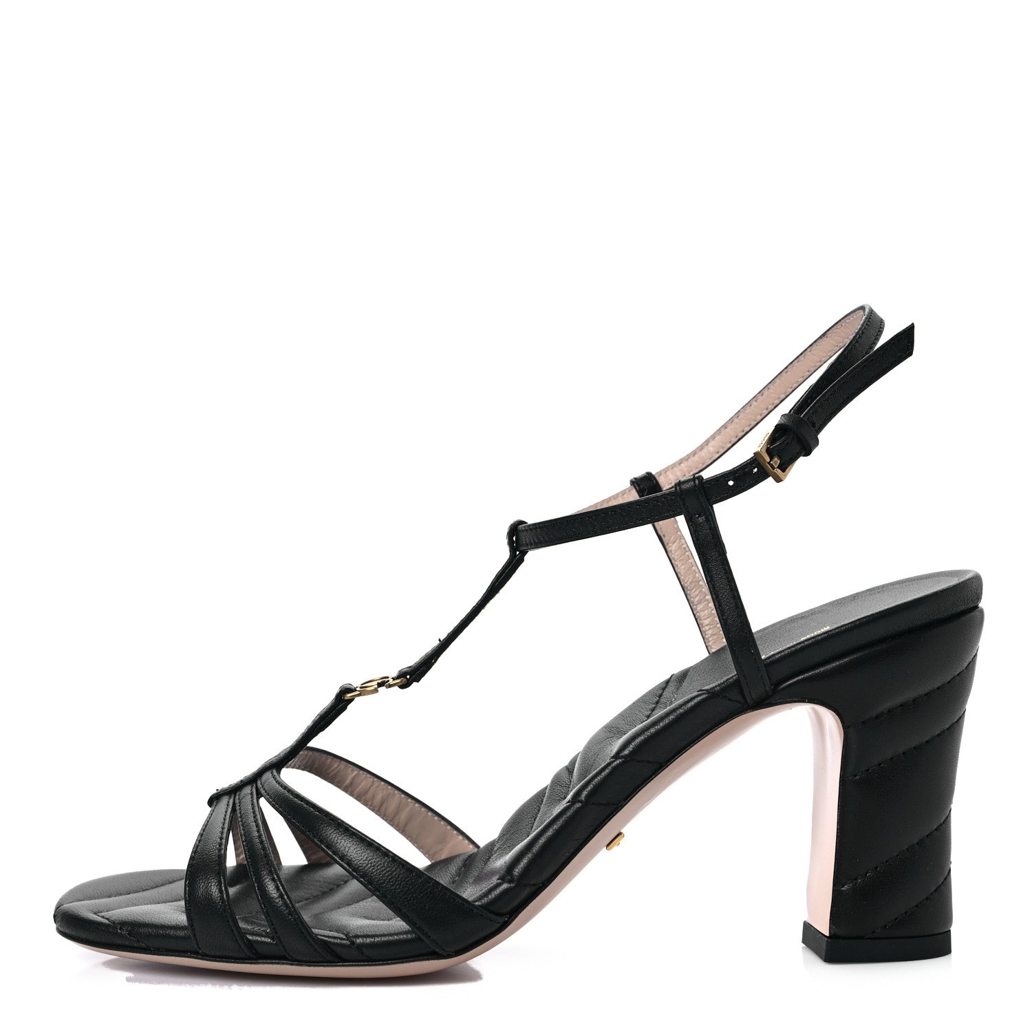 Gucci Nappa Matelasse T-Strap 40mm Sandals 37 Black 1 of 8