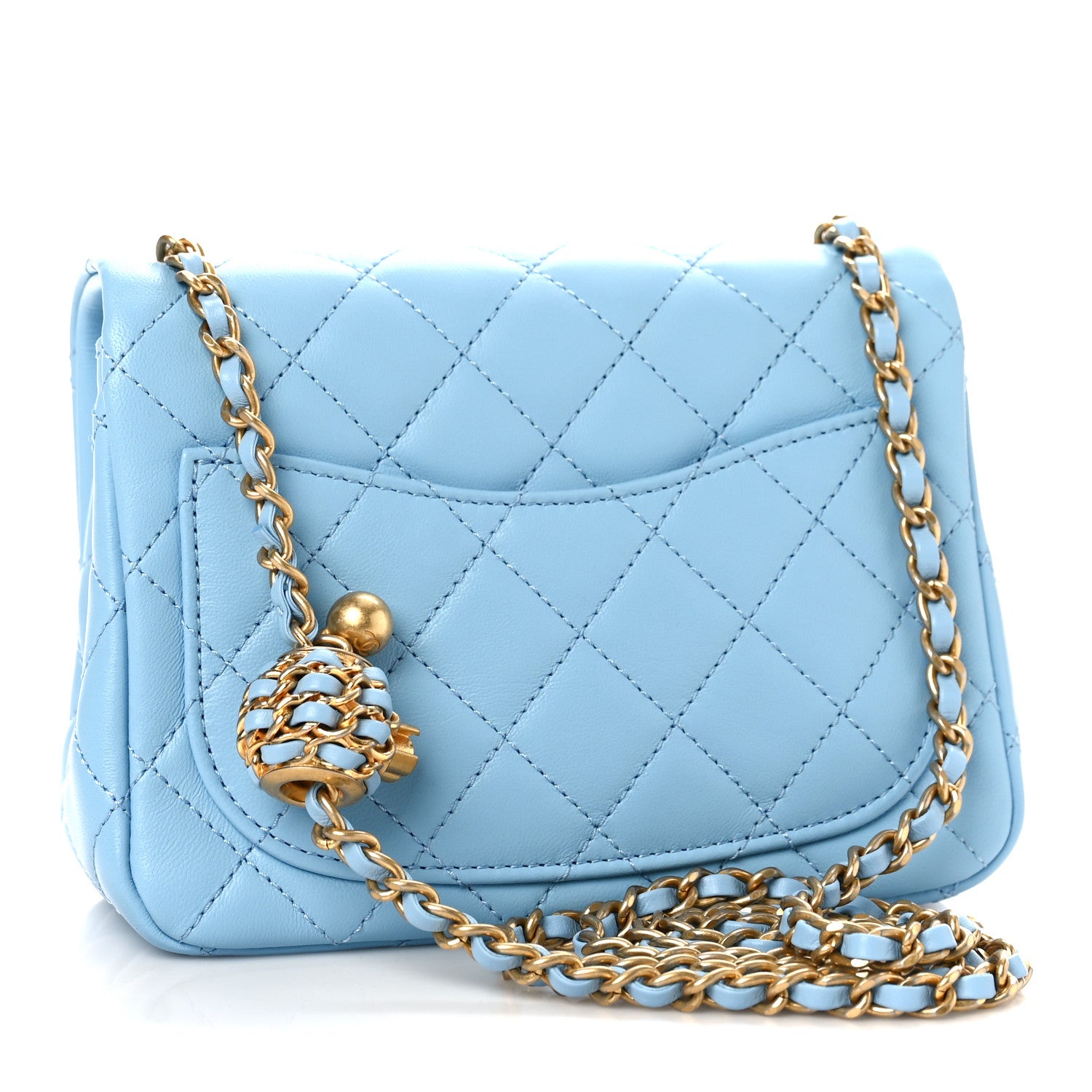 Chanel Lambskin Quilted Mini Pearl Crush Flap Light Blue 3 of 10