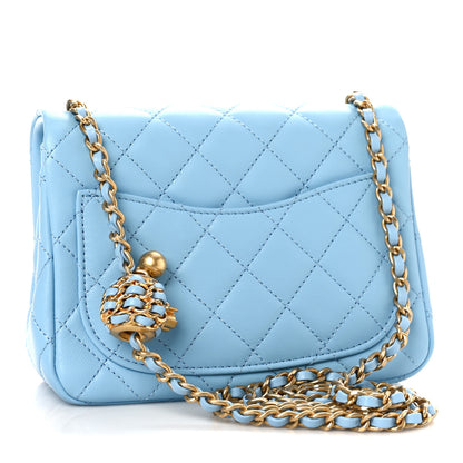 Chanel Lambskin Quilted Mini Pearl Crush Flap Light Blue 3 of 10