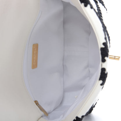 Chanel Calfskin Crochet Medium 19 Flap White Black 5 of 9