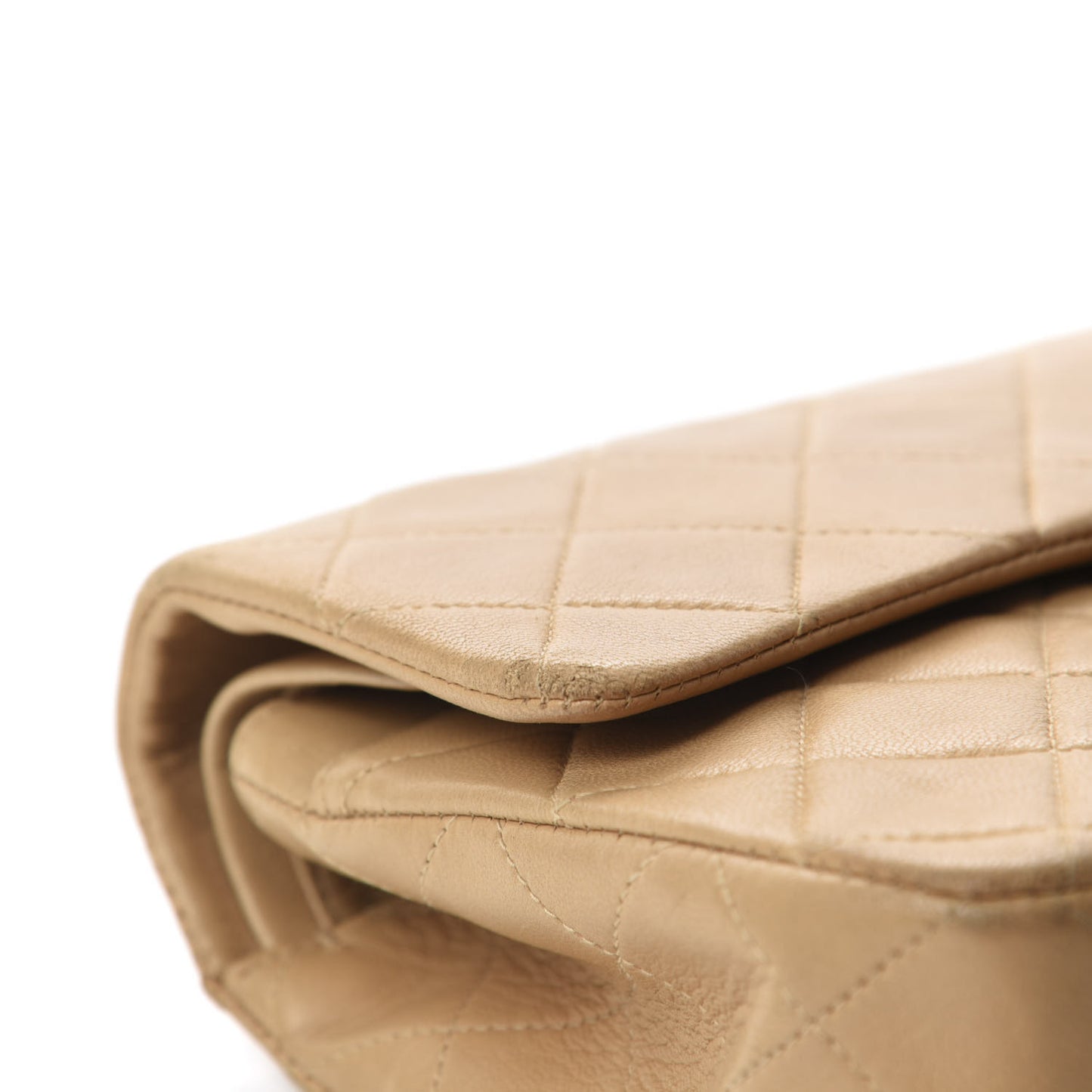 Lambskin Quilted Small Double Flap Beige