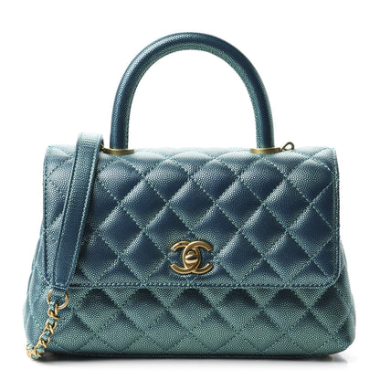 Chanel Metallic Caviar Quilted Mini Coco Handle Flap Blue 1 of 10