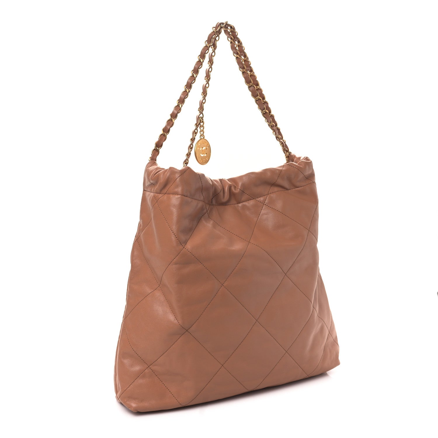 Chanel Shiny Calfskin Quilted Chanel 22 Camel 4 of 10