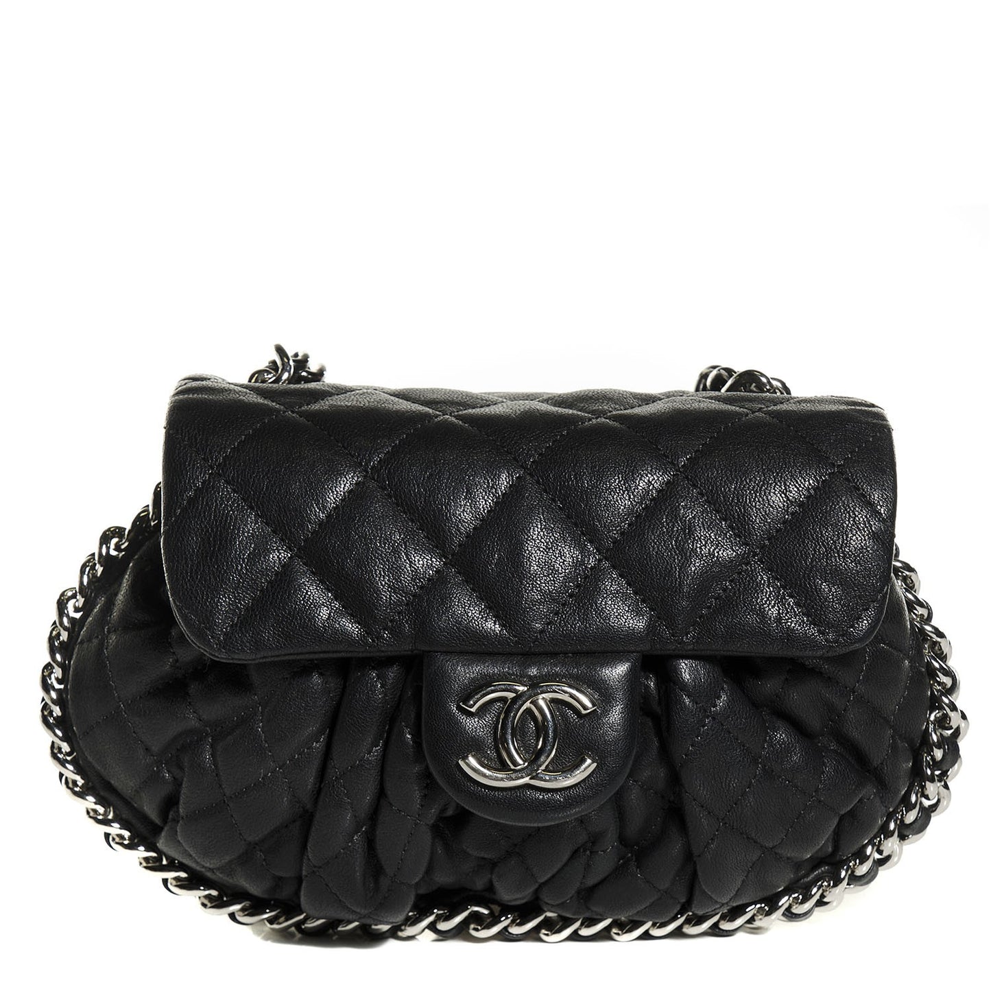 Washed Lambskin Mini Chain Around Messenger Black