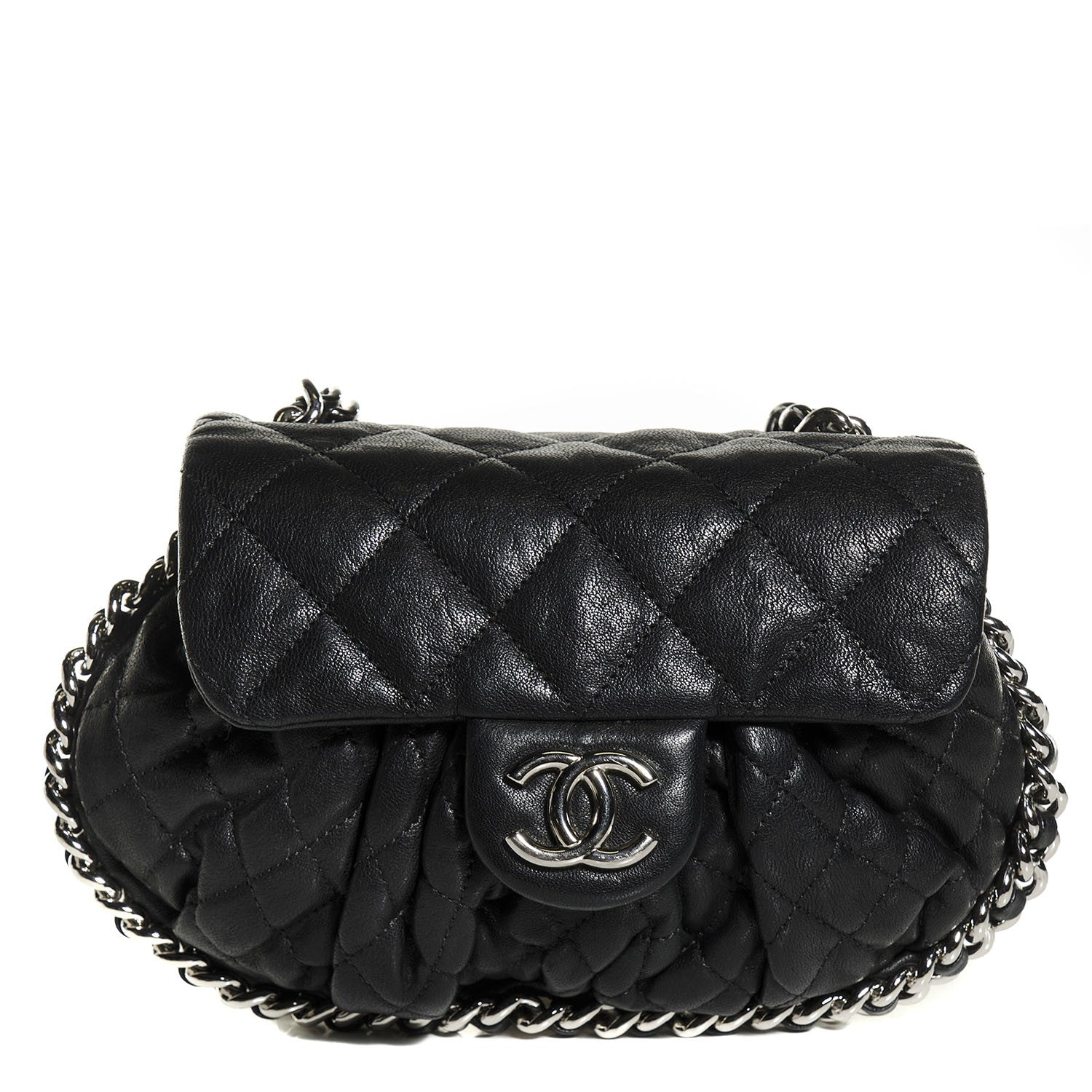 Chanel Washed Lambskin Mini Chain Around Messenger Black 1 of 7