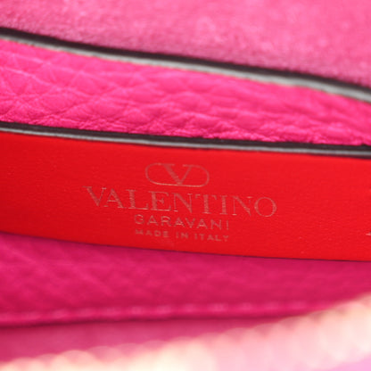 Valentino Garavani Pebbled Calfskin Small Rockstud Flip Lock Shoulder Bag Fuxia 6 of 9