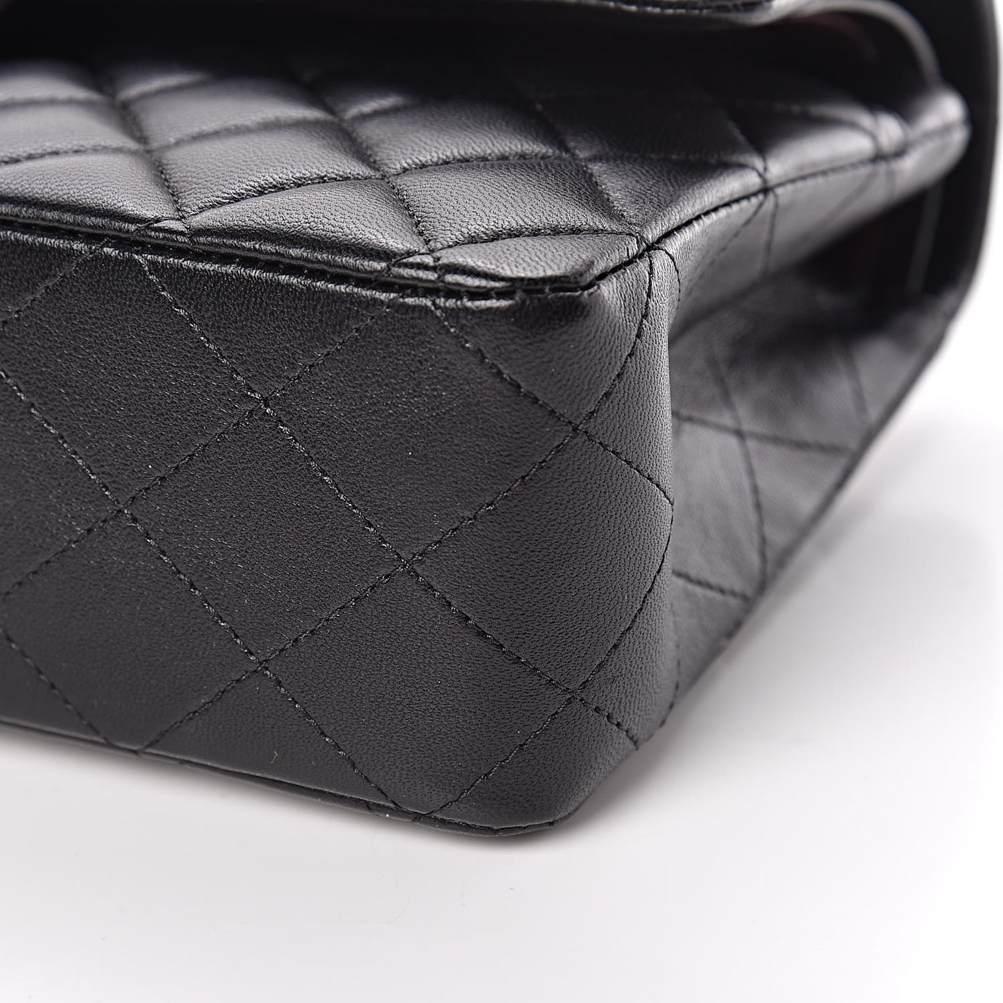 Lambskin Quilted Medium Double Flap Black