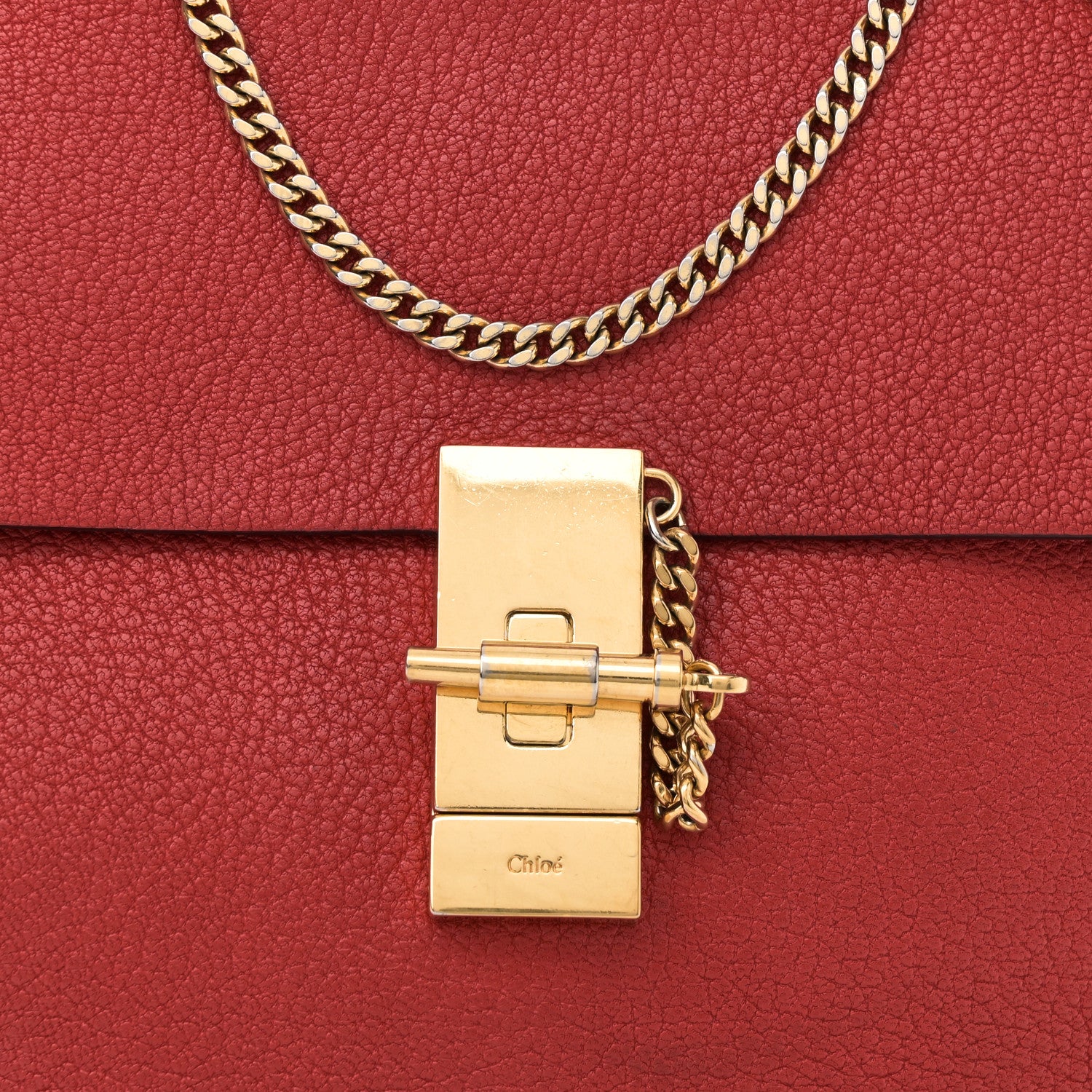 Chloe Grained Lambskin Drew Shoulder Bag Plaid Red 7 of 9