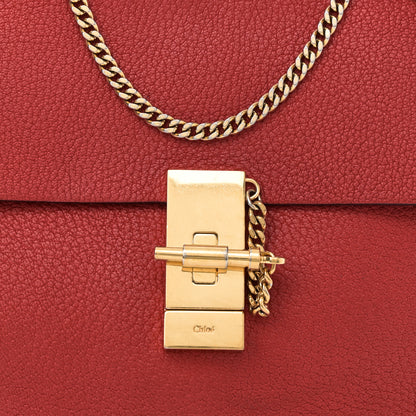 Chloe Grained Lambskin Drew Shoulder Bag Plaid Red 7 of 9