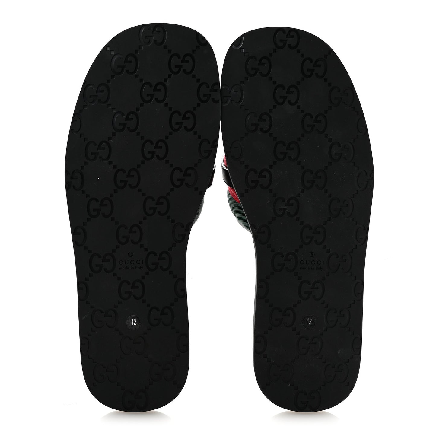 Nylon Calfskin Web Interlocking G Maverik Slide Sandals 12 Black Green Red