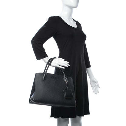 Prada Saffiano Cuir Calfskin Large Monochrome Top Handle Tote Black 3 of 7