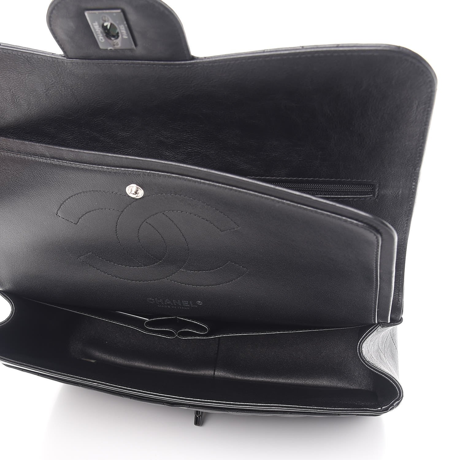 Chanel Crumpled Calfskin Quilted Jumbo Double Flap So Black 6 of 10