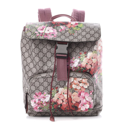 Gucci GG Supreme Monogram Blooms Medium Single Buckle Backpack Beige Multicolor Dry Rose 1 of 9