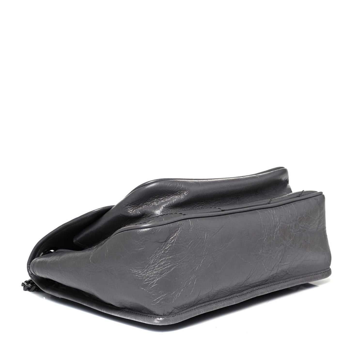 Crinkled Calfskin Matelasse Monogram Medium Niki Chain Satchel Light Gray
