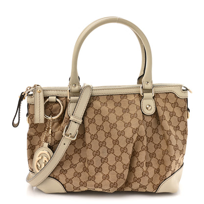 Gucci Monogram Margaux Calfskin Medium Sukey Top Handle Bag Beige Ebony Mystic White 1 of 11