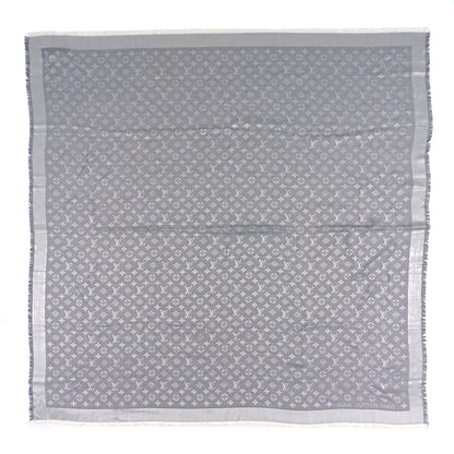 Louis Vuitton Wool Silk Monogram Denim Shawl Pearl Grey 1 of 3