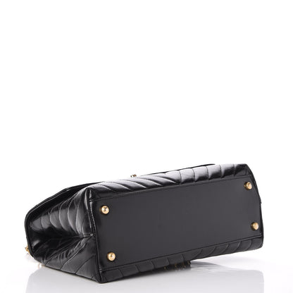 Chanel Calfskin Chevron Quilted Small Coco Handle Flap Black 4 of 8