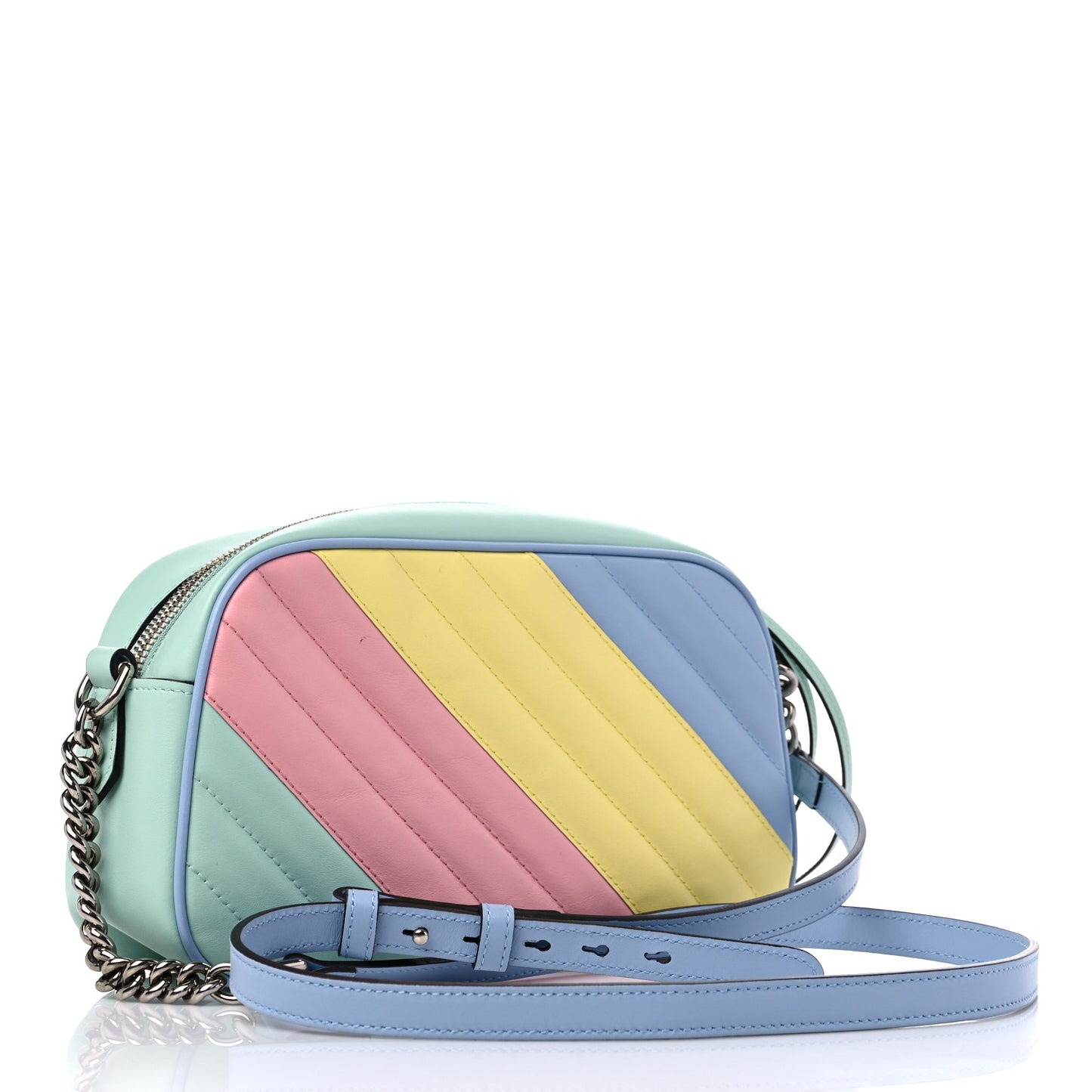 Calfskin Matelasse Diagonal Small GG Marmont Chain Shoulder Bag Multicolor Pastel