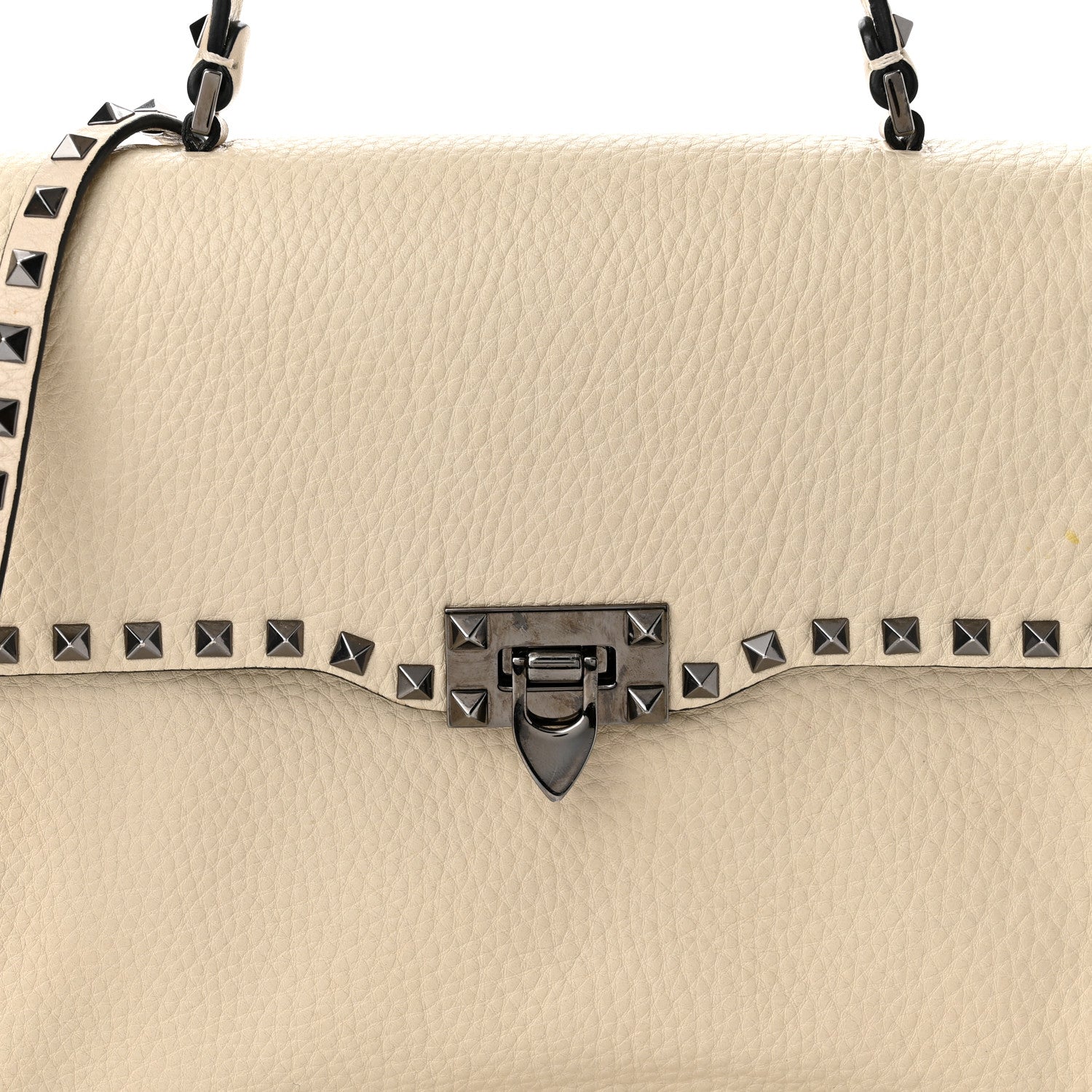 Valentino Garavani Grained Calfskin Rockstud Top Handle Flap Shoulder Bag Light Ivory 7 of 11