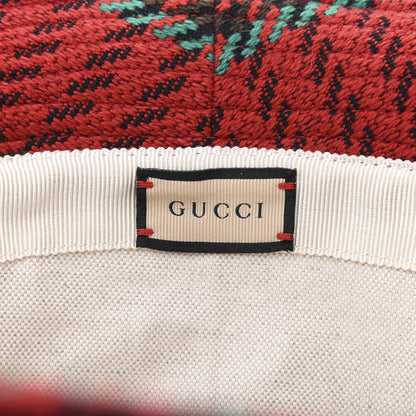 Gucci Tweed Wool Houndstooth Interlocking G Bucket Hat S Red Green 8 of 11