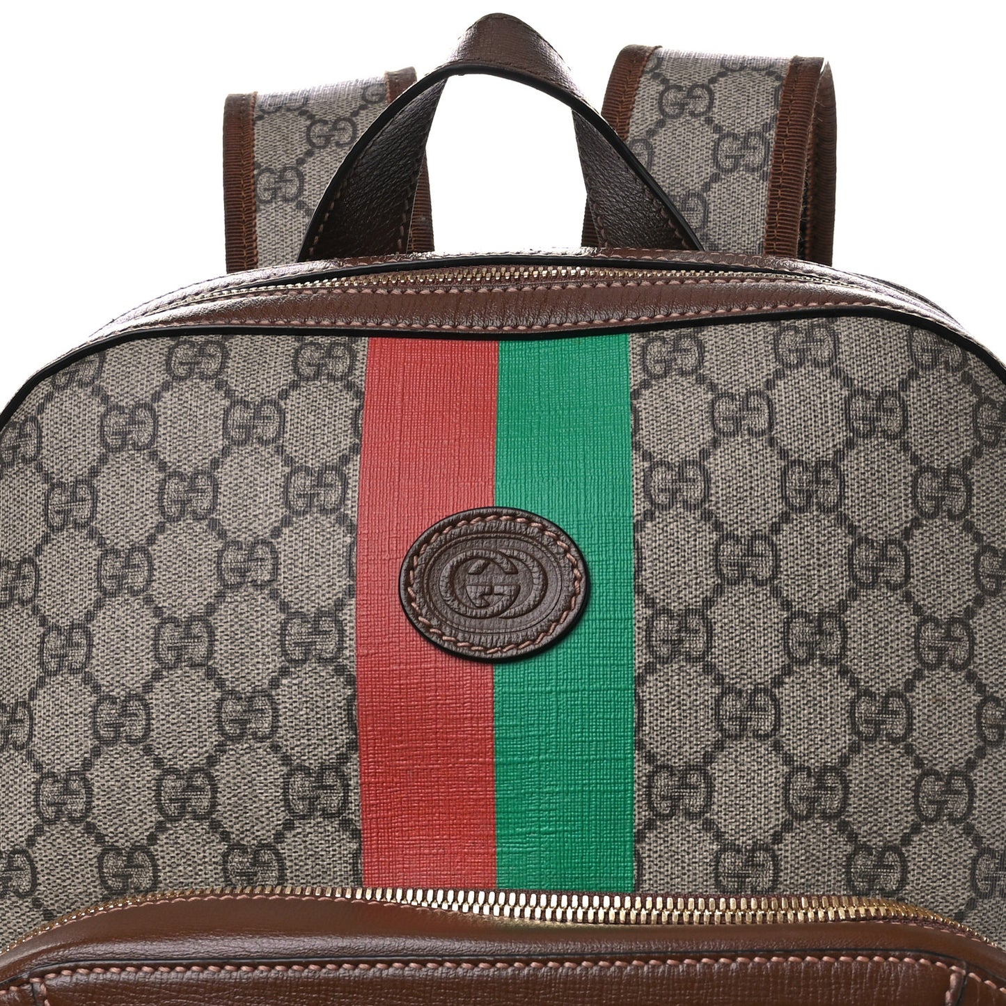 GG Supreme Monogram Azalea Calfskin Fake/Not Retro Interlocking G Day Backpack Beige Ebony Brown Sugar
