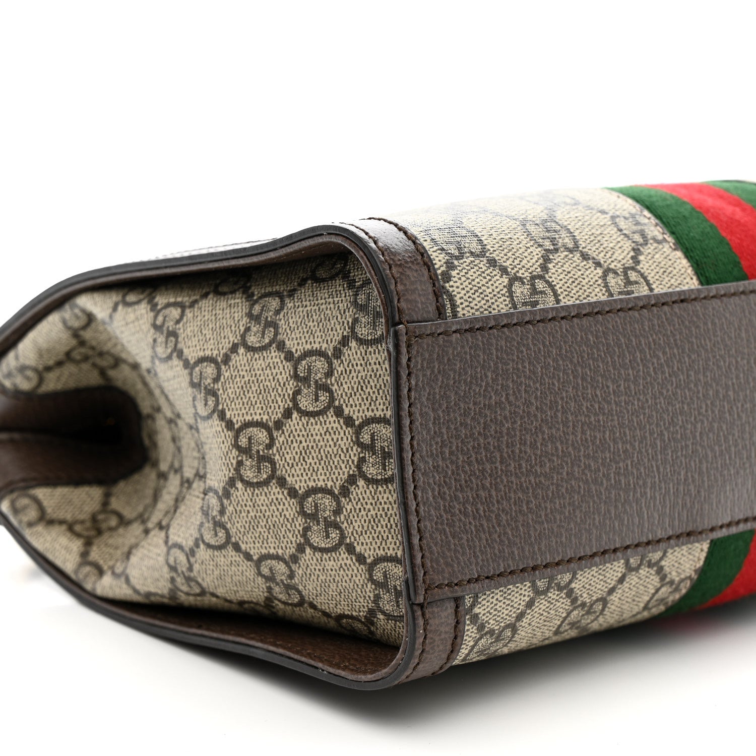 Gucci GG Supreme Monogram Textured Calfskin Web Small Ophidia Tote Bag Beige Ebony New Acero 10 of 13