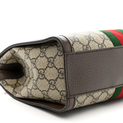 Gucci GG Supreme Monogram Textured Calfskin Web Small Ophidia Tote Bag Beige Ebony New Acero 10 of 13