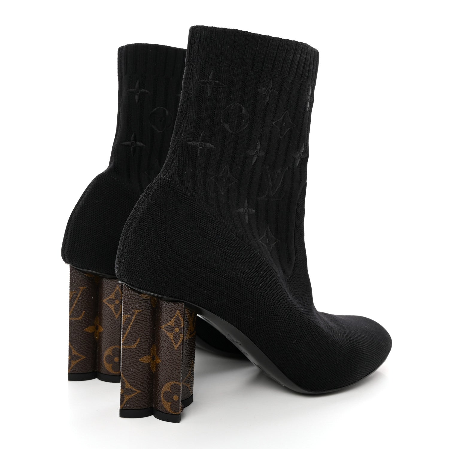 Louis Vuitton Monogram Stretch Fabric Silhouette Ankle Boots 39 Black 4 of 12