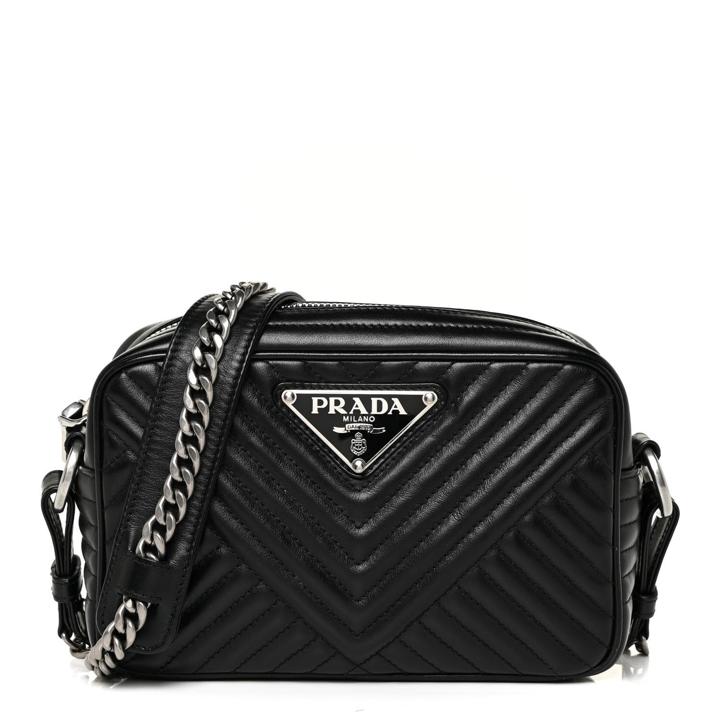 Soft Calfskin Impunture Diagramme Camera Bag Black