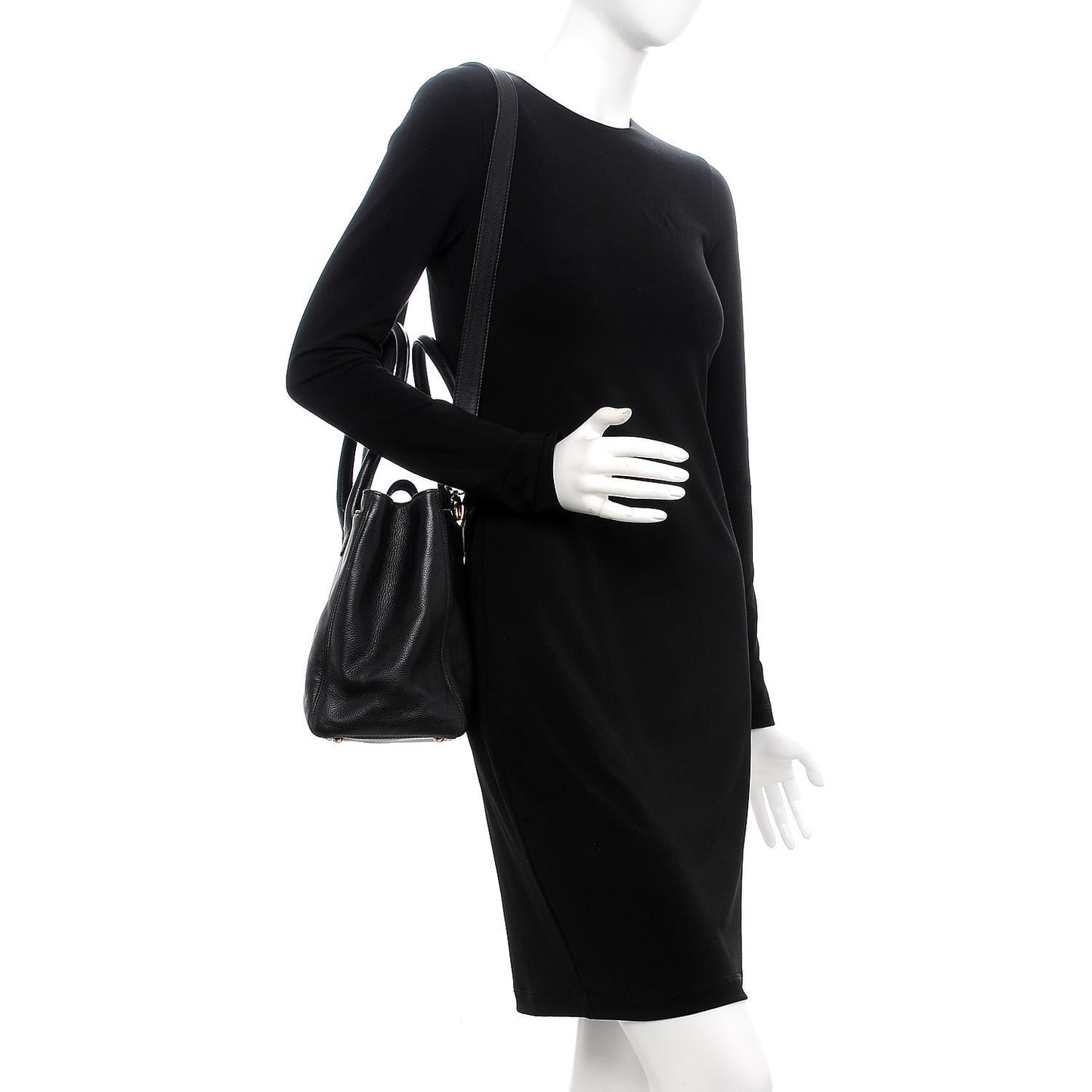 Calfskin Cerf Executive Shopper Tote Black