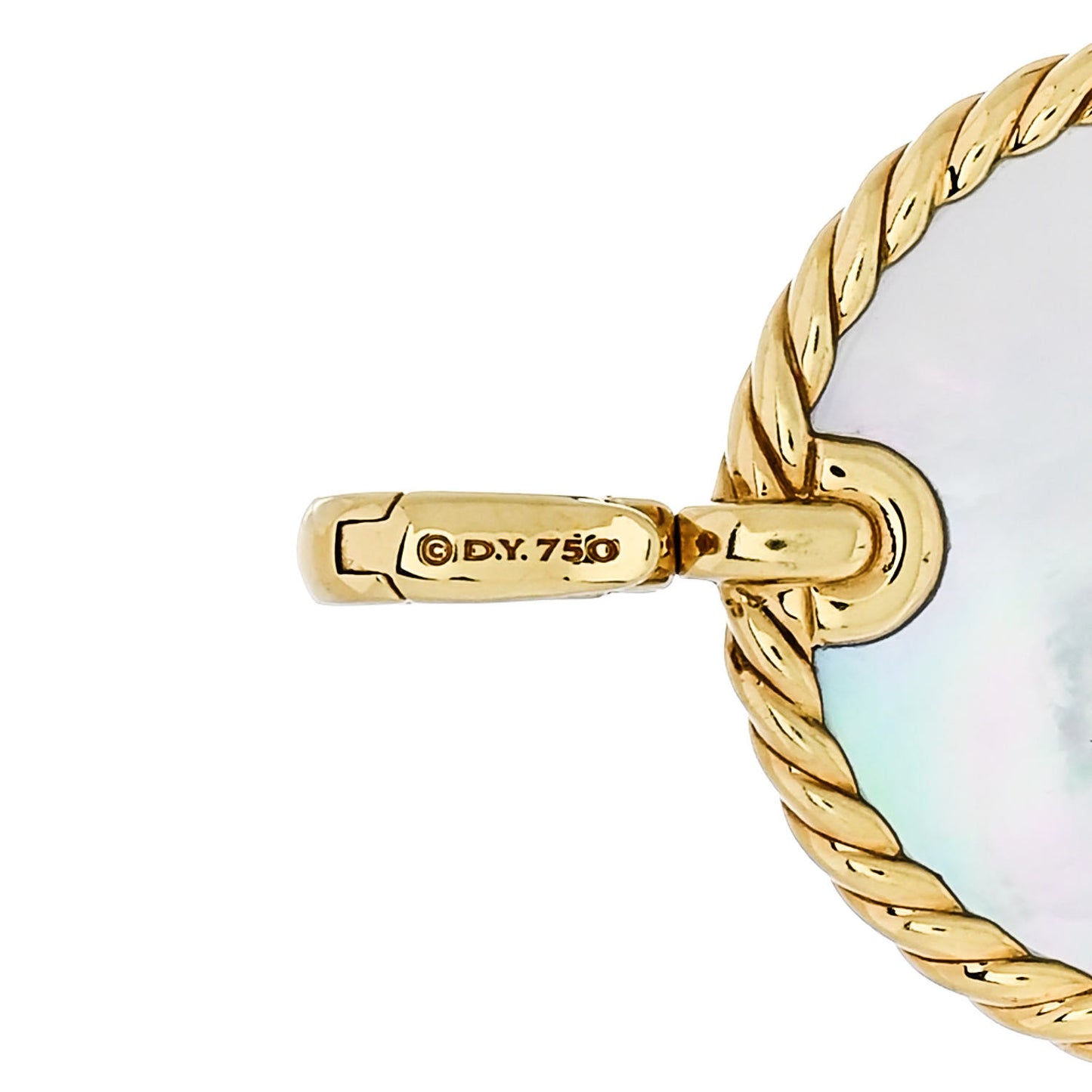 18K Yellow Gold Black Onyx Mother of Pearl Elements Disc Pendant